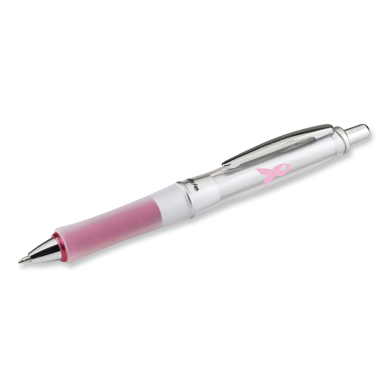 Dr. Grip Center of Gravity Breast Cancer Awareness Ballpoint Pen, Retractable, Medium 1mm, Black Ink, Silver/Pink Barrel