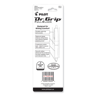 Dr. Grip FullBlack Advanced Ink Ballpoint Pen, Retractable, Medium 1 mm, Black Ink, Black Barrel