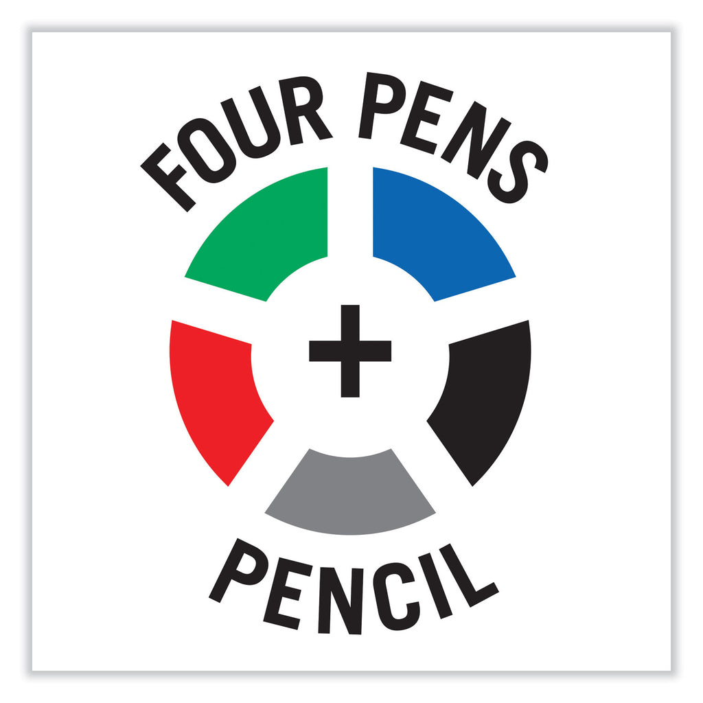 Dr. Grip 4 + 1 Multi-Color Ballpoint Pen/Pencil, Retractable, 0.7 mm Pen/0.5mm Pencil, Black/Blue/Green/Red Ink, Black Barrel