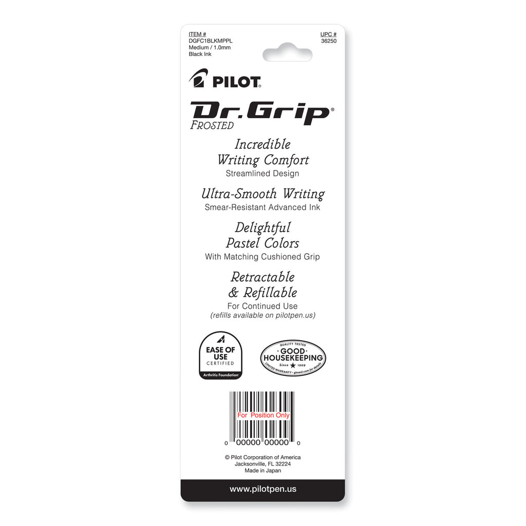 Dr. Grip Frosted Advanced Ink Ballpoint Pen, Retractable, Medium 1 mm, Black Ink, Purple Barrel
