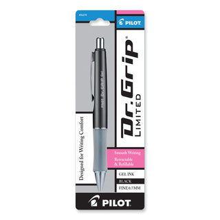 Dr. Grip Limited Gel Pen, Retractable, Fine 0.7 mm, Black Ink, Charcoal Gray Barrel