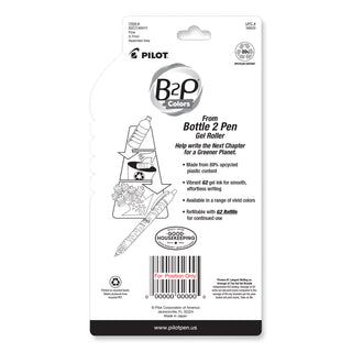 B2P Bottle-2-Pen Recycled Gel Pen, Retractable, Fine 0.7 mm, Assorted Ink and Barrel Colors, 4/Pack - 