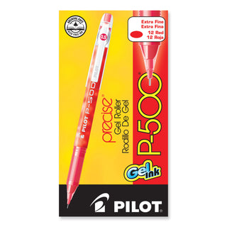 Precise P-500 Gel Pen, Stick, Extra-Fine 0.5 mm, Red Ink, Red Barrel, Dozen