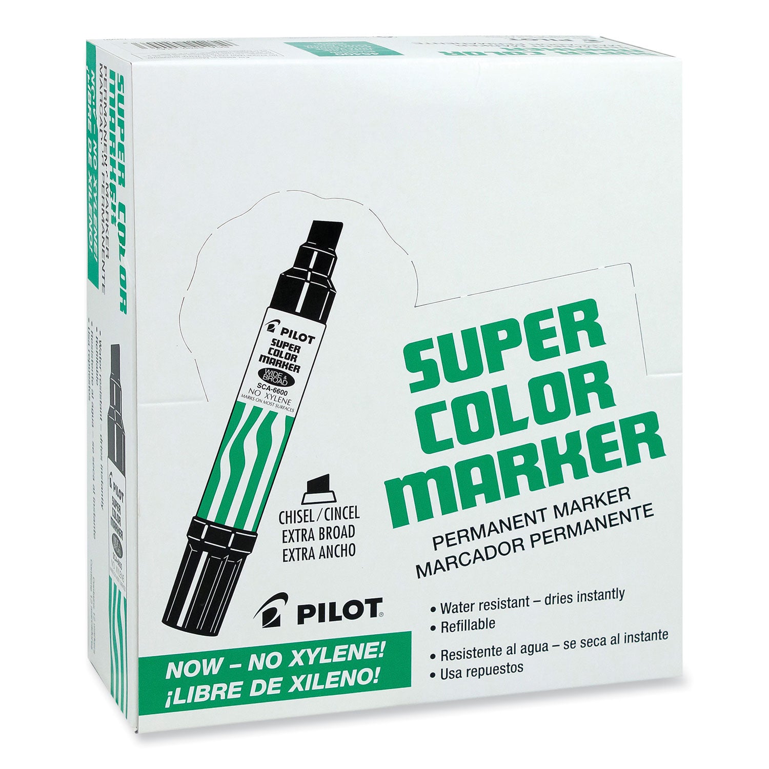 Jumbo Refillable Permanent Marker, Broad Chisel Tip, Green - 