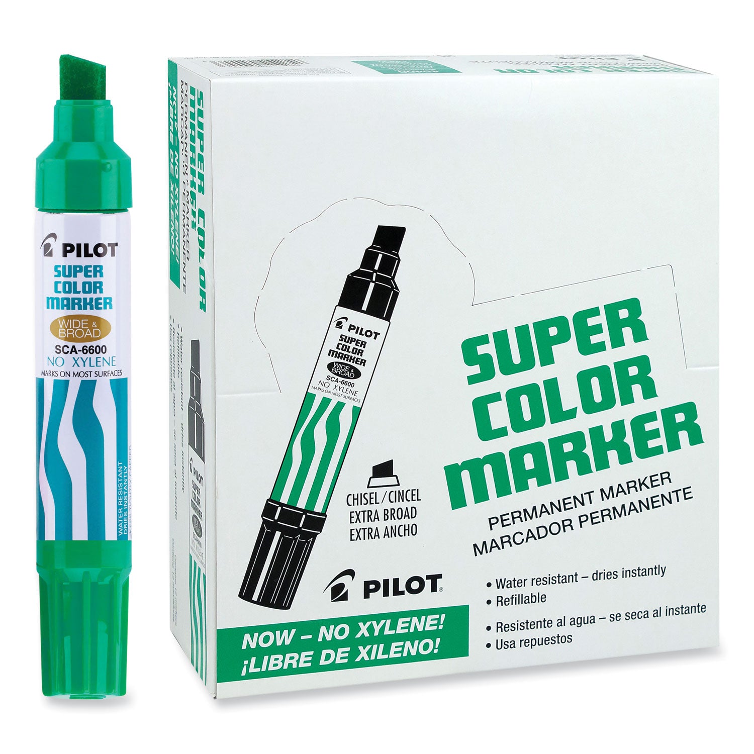 Jumbo Refillable Permanent Marker, Broad Chisel Tip, Green - 