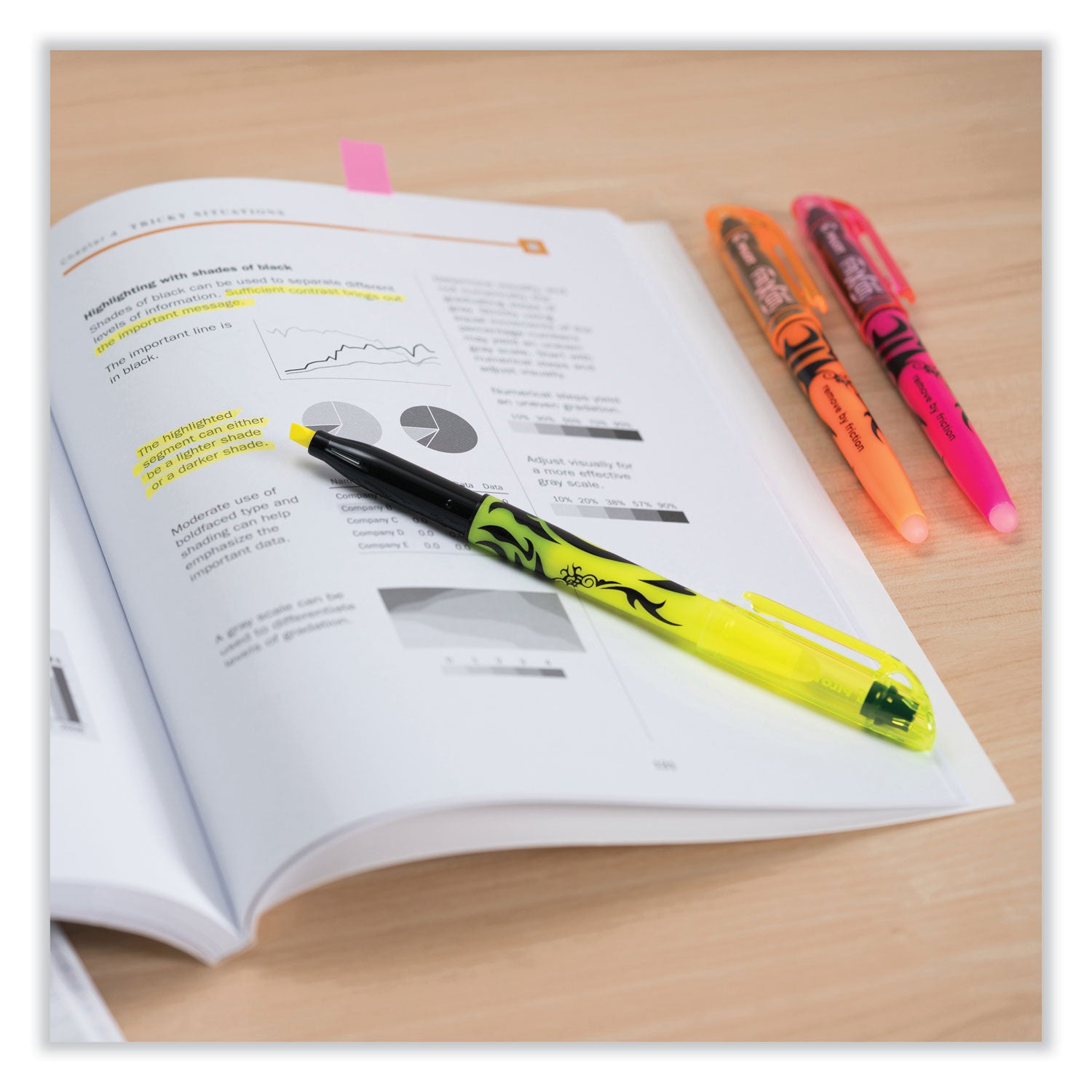 FriXion Light Erasable Highlighter, Yellow Ink, Chisel Tip, Yellow/Black Barrel, Dozen