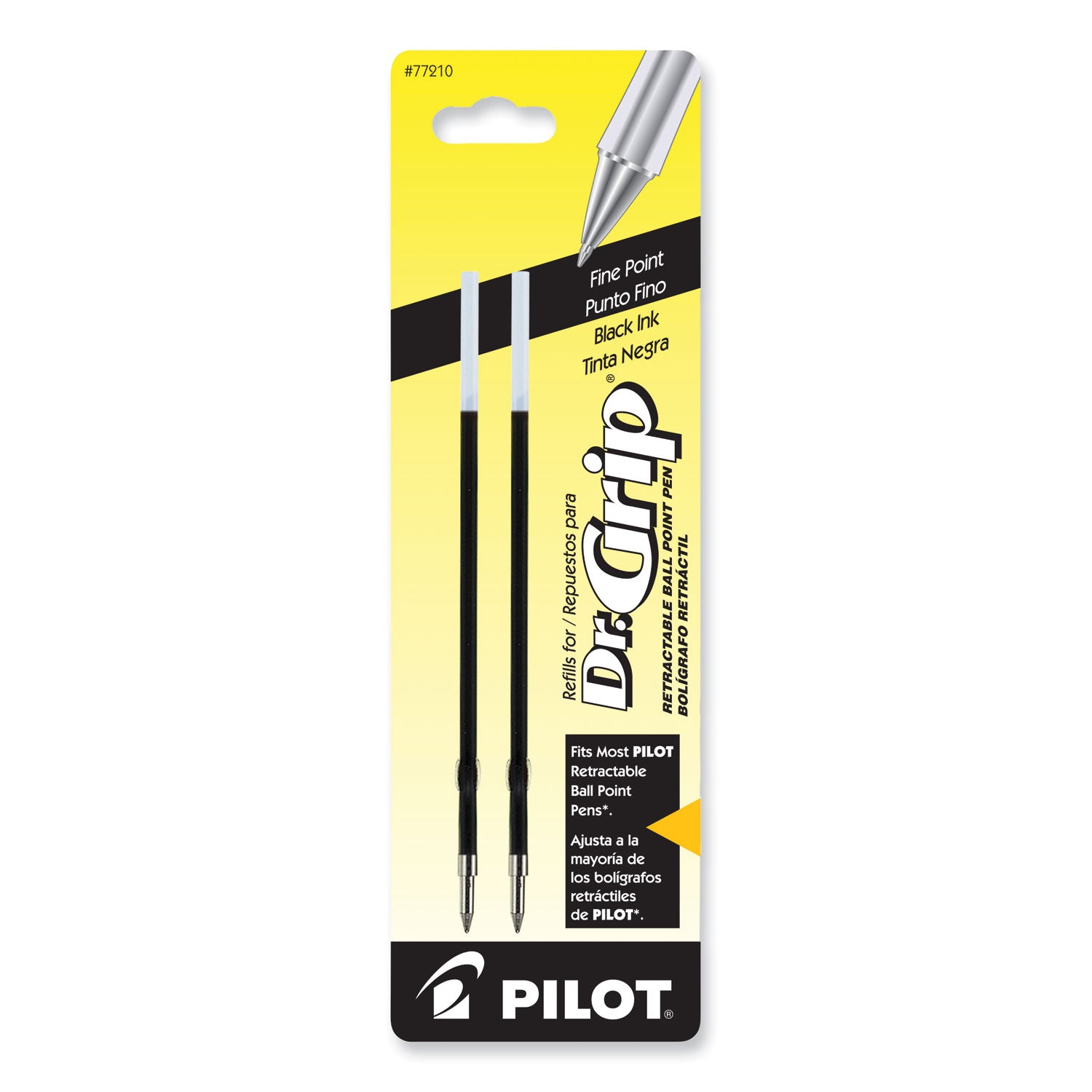 Refill for Dr. Grip, Easytouch, The Better, B2P and Rex Grip BeGreen Ballpoint Pens, Fine Conical Tip, Black Ink, 2/Pack