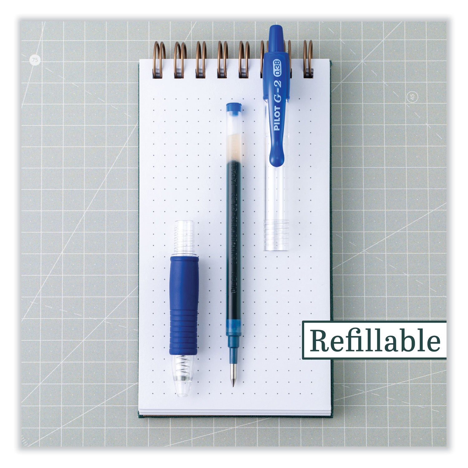 Refill for Pilot B2P, Dr Grip, G2, G6, MR Metropolitan, Precise BeGreen and Q7 Gel Pens, Extra-Fine Tip, Blue Ink, 2/Pack