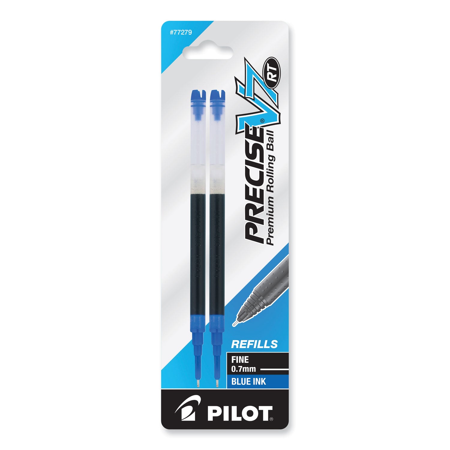 Refill for Pilot Precise V7 RT Rolling Ball, Fine Conical Tip, Blue Ink, 2/Pack