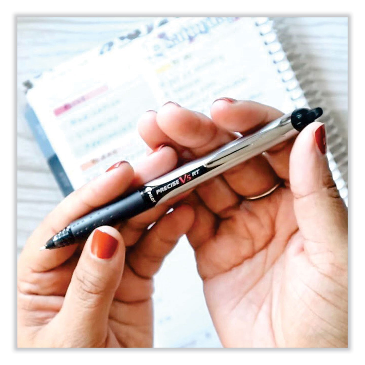Precise V5RT Roller Ball Pen, Retractable, Extra-Fine 0.5 mm, Black Ink, Black Barrel, 30/Pack