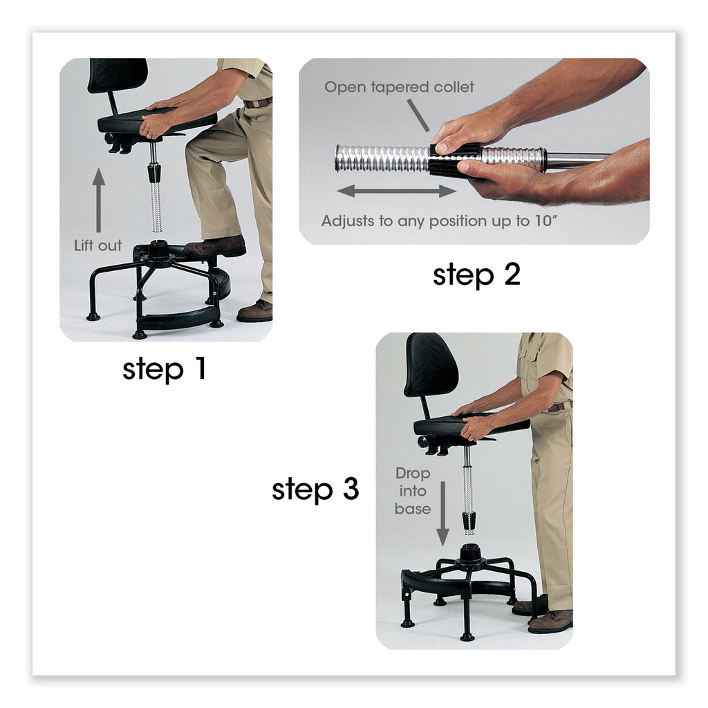 Task Master Deluxe Industrial Chair, Supports Up to 250 lb, 17" to 35" Seat Height, Black, Ships in 1-3 Business Days