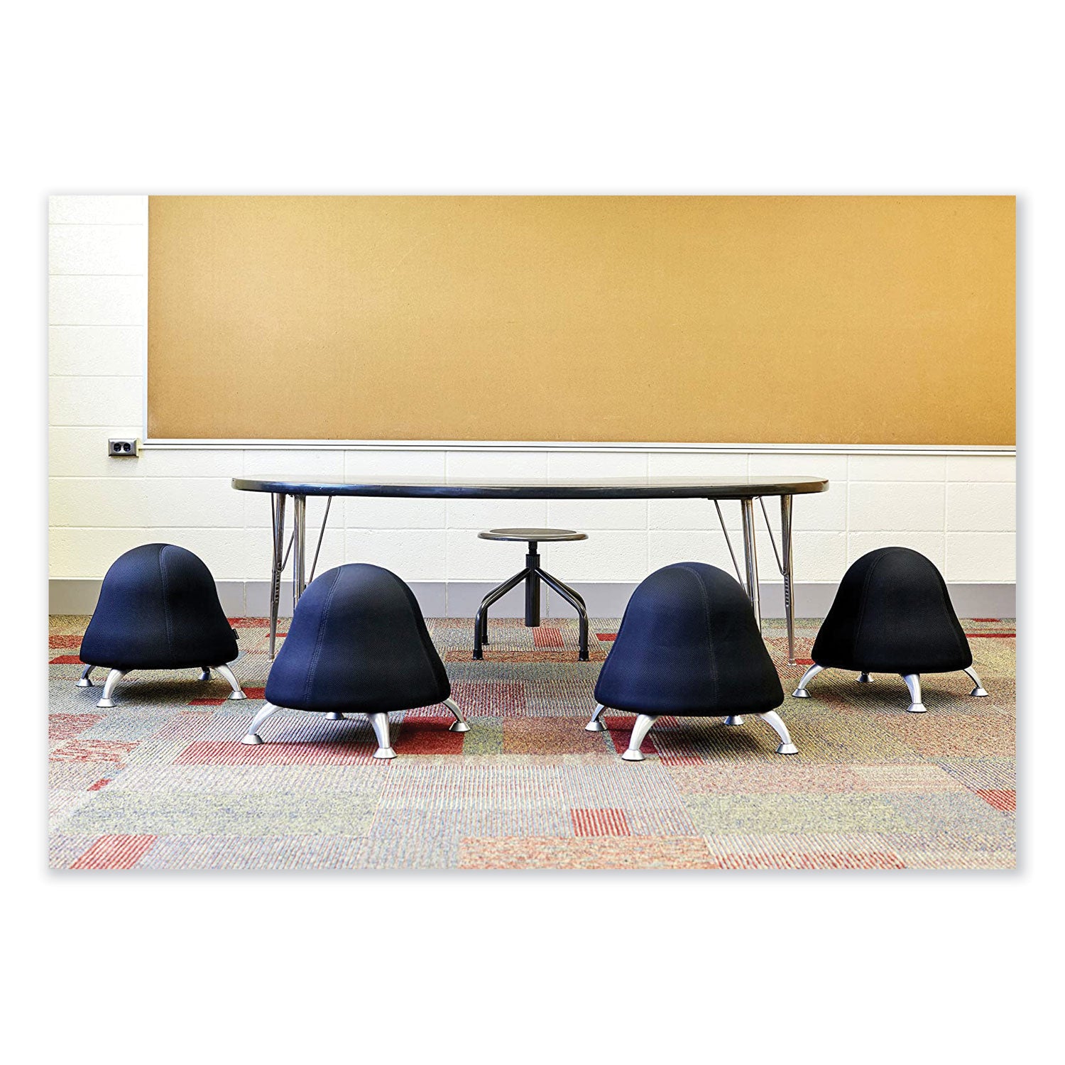 Diesel Low Base Stool, Backless, Supports Up to 250 lb, 16" to 22" High Black Seat, Pewter Base, Ships in 1-3 Business Days