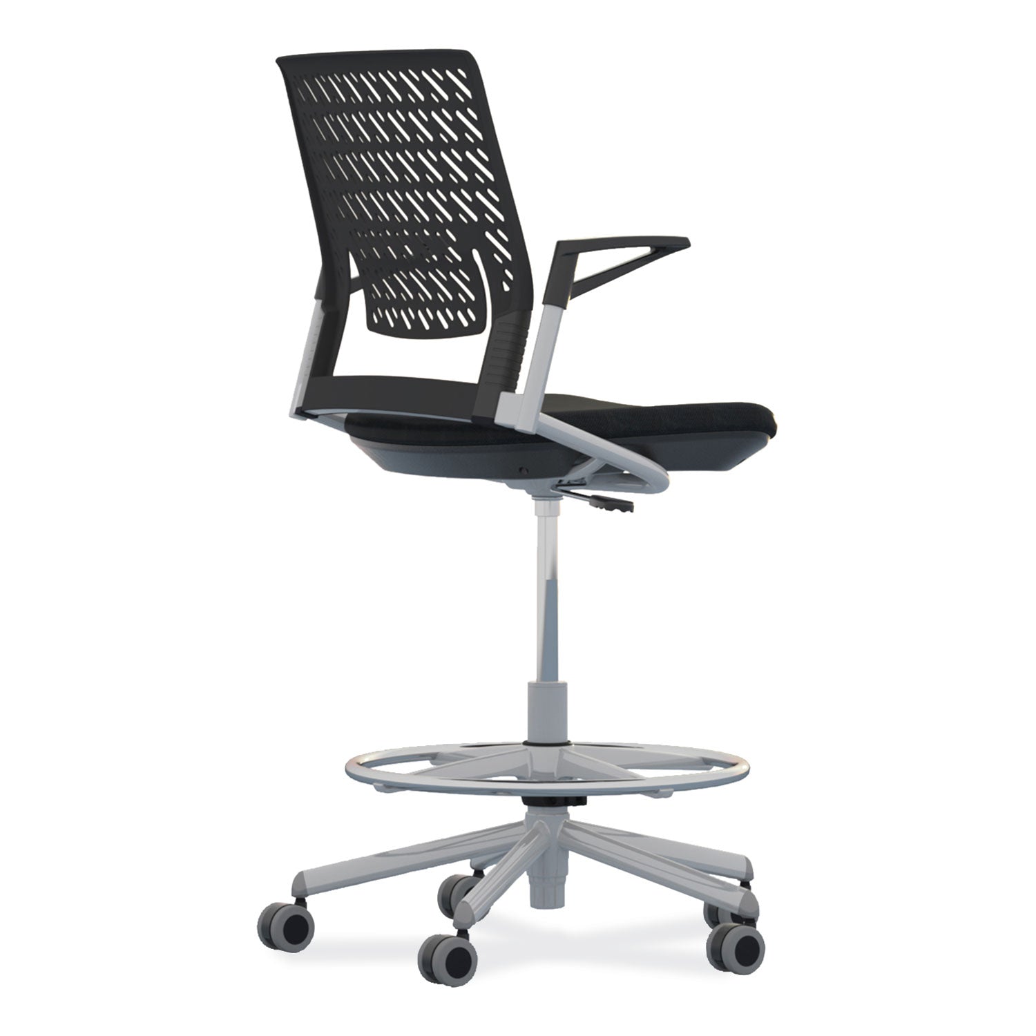 thesis-flex-back-stool-w-arms-supports-up-to-250-lb-215-to-295-black-high-seat-silver-base-ships-in-1-3-business-days_safksx1sbblk - 2