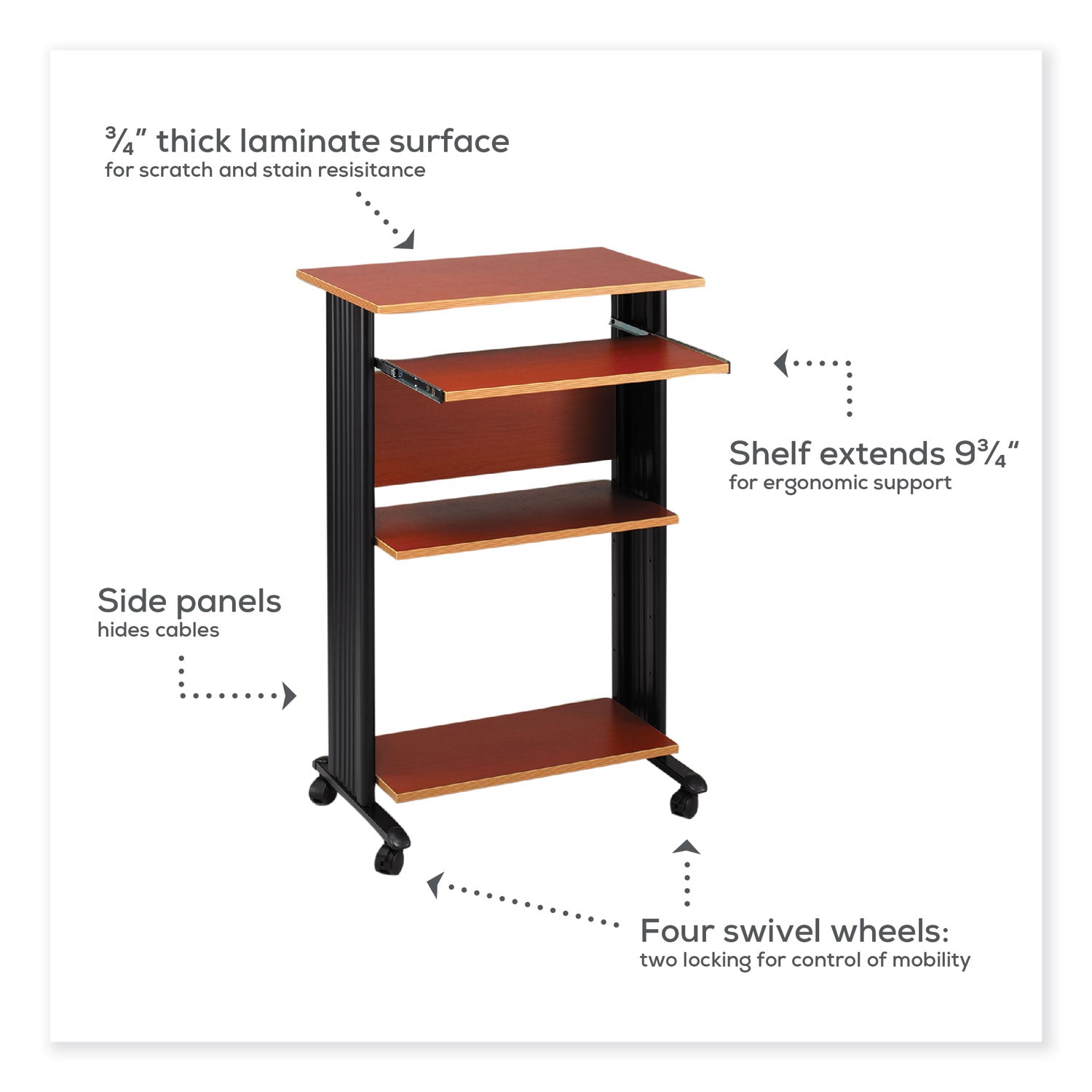 Muv Standing Desk, 29.5" x 22" x 45", Cherry, Ships in 1-3 Business Days