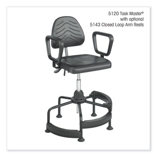 Task Master Deluxe Industrial Chair, Supports Up to 250 lb, 17" to 35" Seat Height, Black, Ships in 1-3 Business Days