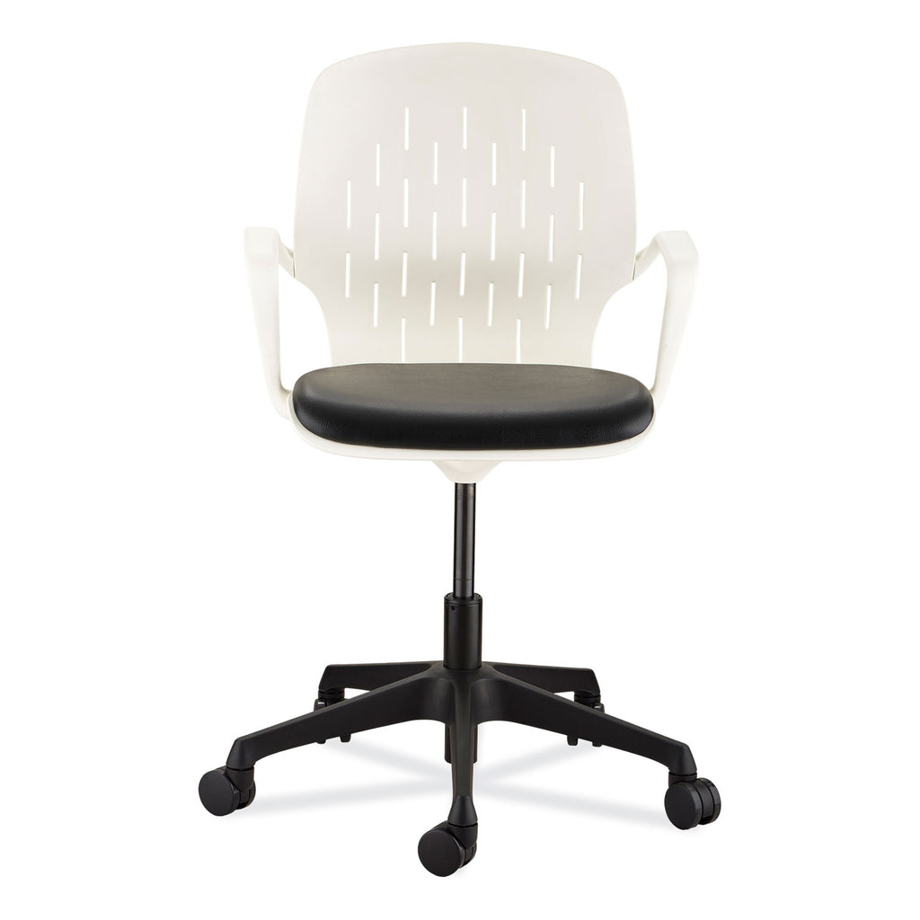 Shell Desk Chair, Supports Up to 275 lb, 17" to 20" High Black Seat, White Back, Black/White Base, Ships in 1-3 Business Days