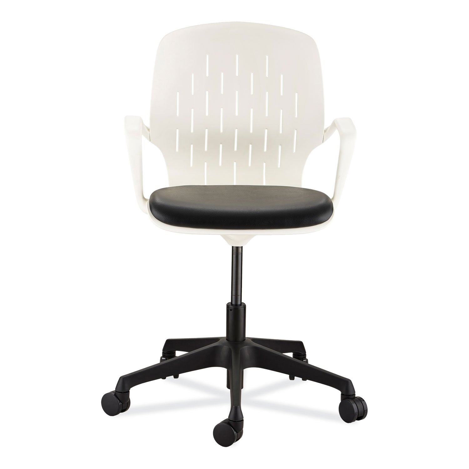 Shell Desk Chair, Supports Up to 275 lb, 17" to 20" High Black Seat, White Back, Black/White Base, Ships in 1-3 Business Days
