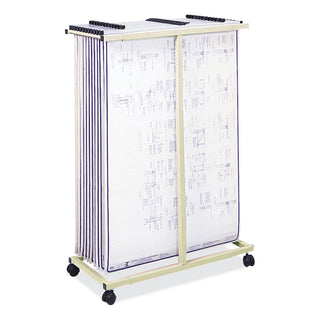 Mobile Vertical File, 12 Hanging Clamps, 39.25w x 16d x 52h, Tan, Ships in 1-3 Business Days