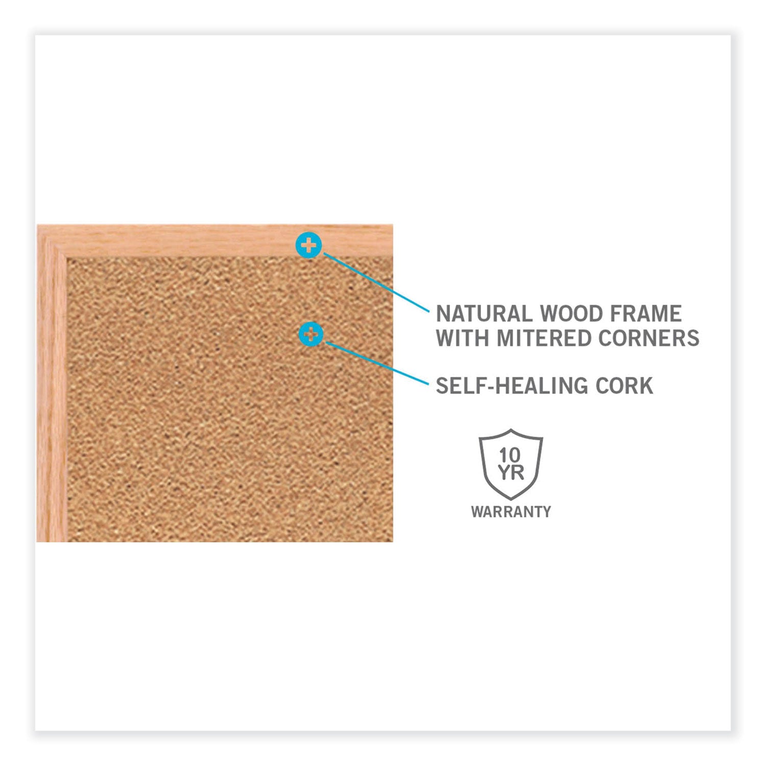 Natural Cork Bulletin Board with Frame, 72.5 x 48.5, Tan Surface, Natural Oak Frame, Ships in 7-10 Business Days