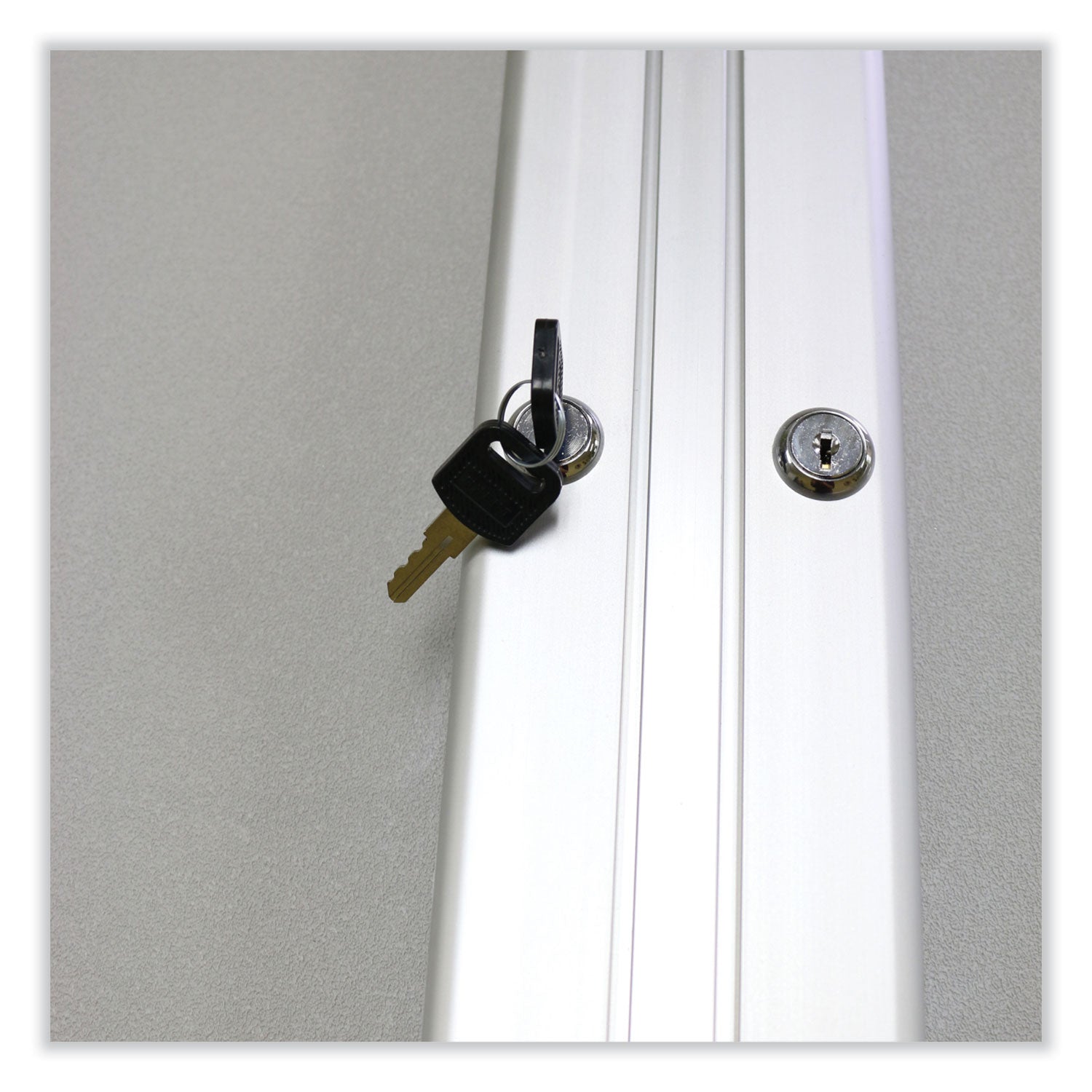 2 Door Enclosed Vinyl Bulletin Board with Satin Aluminum Frame, 60 x 48, Silver Surface, Ships in 7-10 Business Days