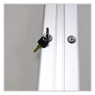 2 Door Enclosed Vinyl Bulletin Board with Satin Aluminum Frame, 60 x 48, Silver Surface, Ships in 7-10 Business Days