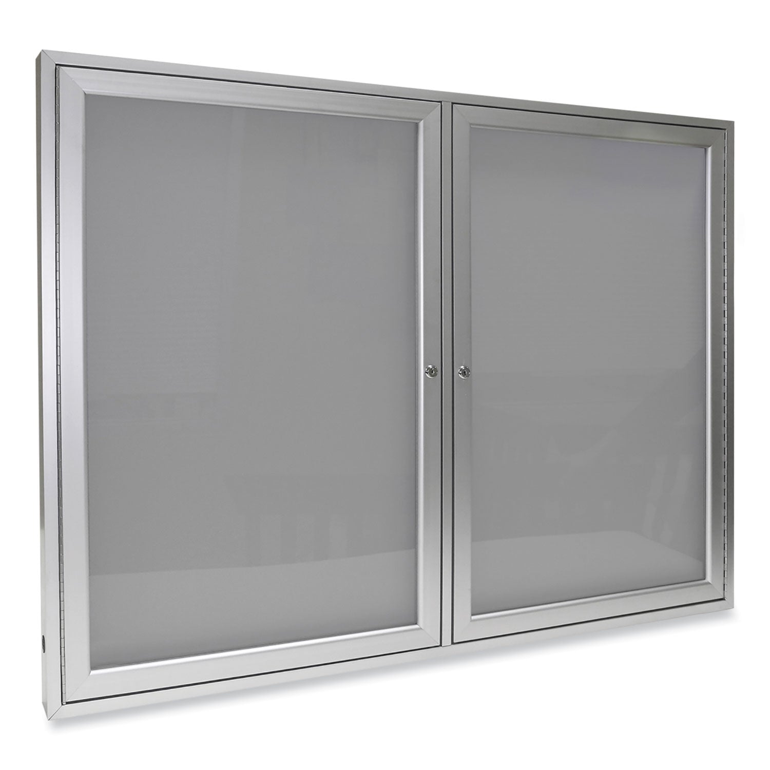 2-door-enclosed-vinyl-bulletin-board-with-satin-aluminum-frame-48-x-36-silver-surface-ships-in-7-10-business-days_ghepa23648vx193 - 1