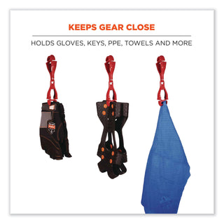 Squids 3400 Dual Clip Glove Clip Holder, 1 x 1 x 6.5, Acetal Copolymer, Red, Ships in 1-3 Business Days
