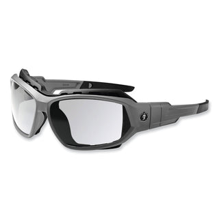 Skullerz Loki Safety Glasses/Goggles, Matte Gray Nylon Impact Frame, Anti-Fog Clear Polycarb Lens, Ships in 1-3 Business Days