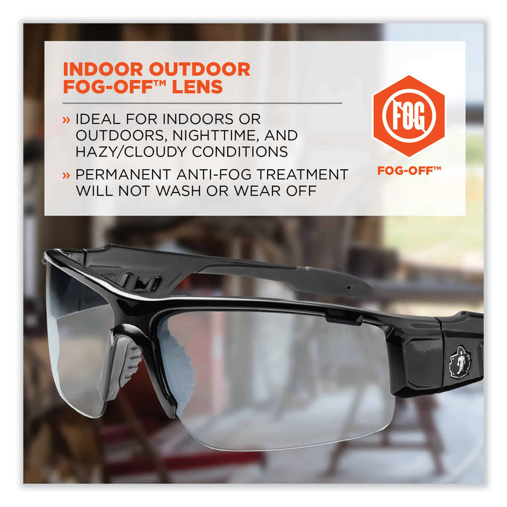 Skullerz Dagr Safety Glasses, Black Nylon Impact Frame, AntiFog Indoor/Outdoor Polycarbonate Lens, Ships in 1-3 Business Days