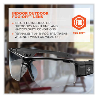 Skullerz Dagr Safety Glasses, Black Nylon Impact Frame, AntiFog Indoor/Outdoor Polycarbonate Lens, Ships in 1-3 Business Days