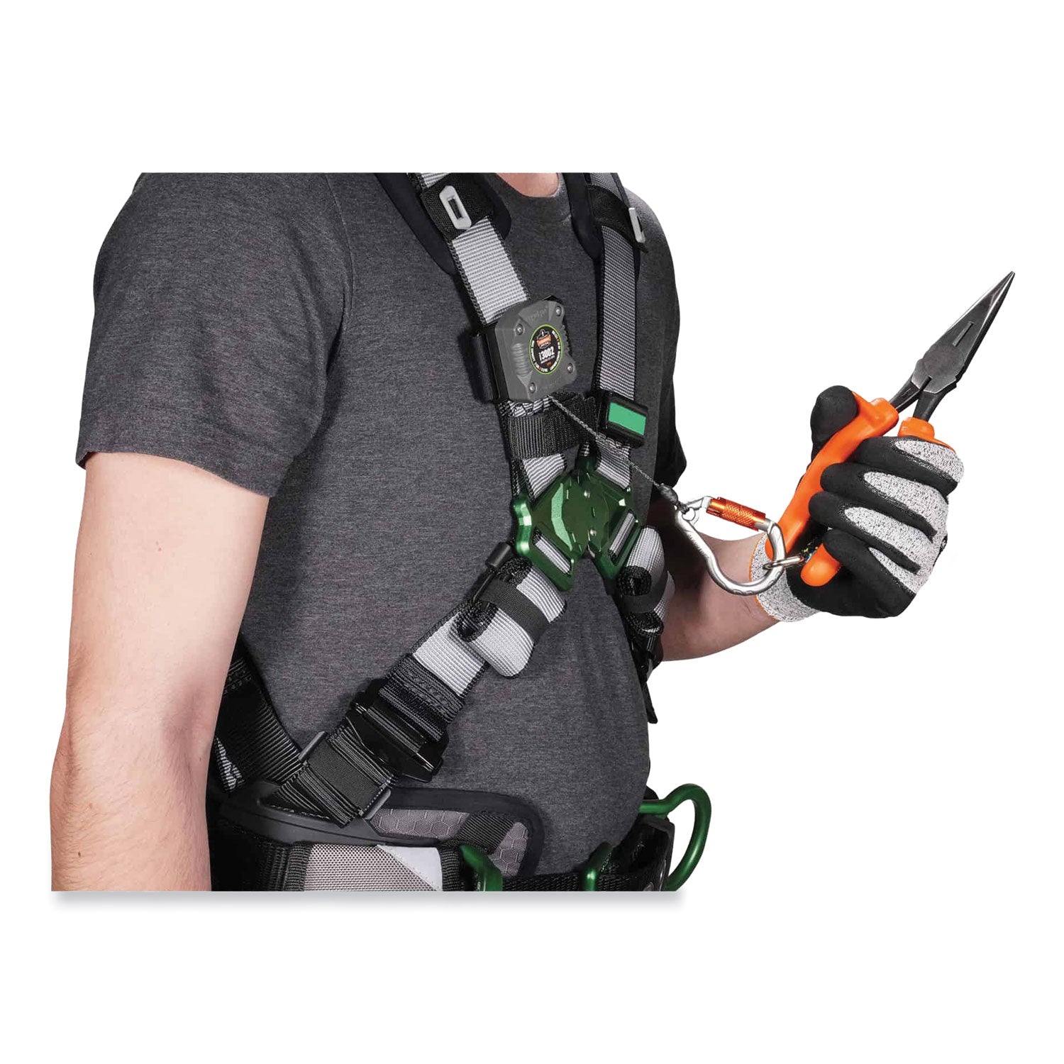 Squids 3002 Retractable Lanyard w/Carabiner+Belt-Loop Anchor, 2 lb Max Work Cap, 6" to 48", Gray, Ships in 1-3 Business Days
