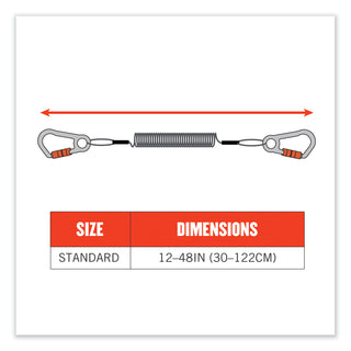 Squids 3166 Coiled Tool Lanyard with Two Carabiners, 2 lb Max Working Capacity, 12" Long, Black, Ships in 1-3 Business Days