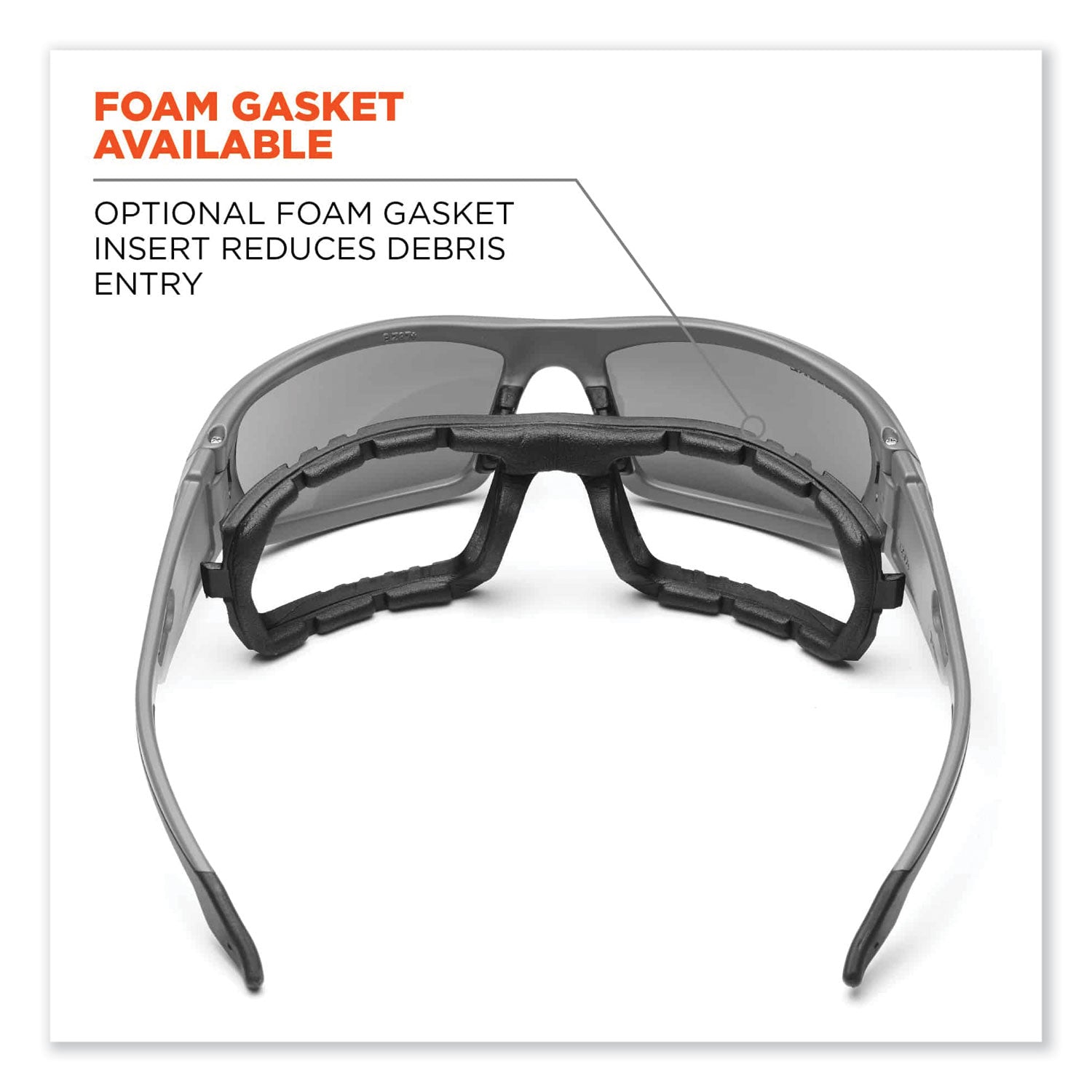 Skullerz Odin Safety Glasses, Matte Gray Nylon Impact Frame, Clear Polycarbonate Lens, Ships in 1-3 Business Days