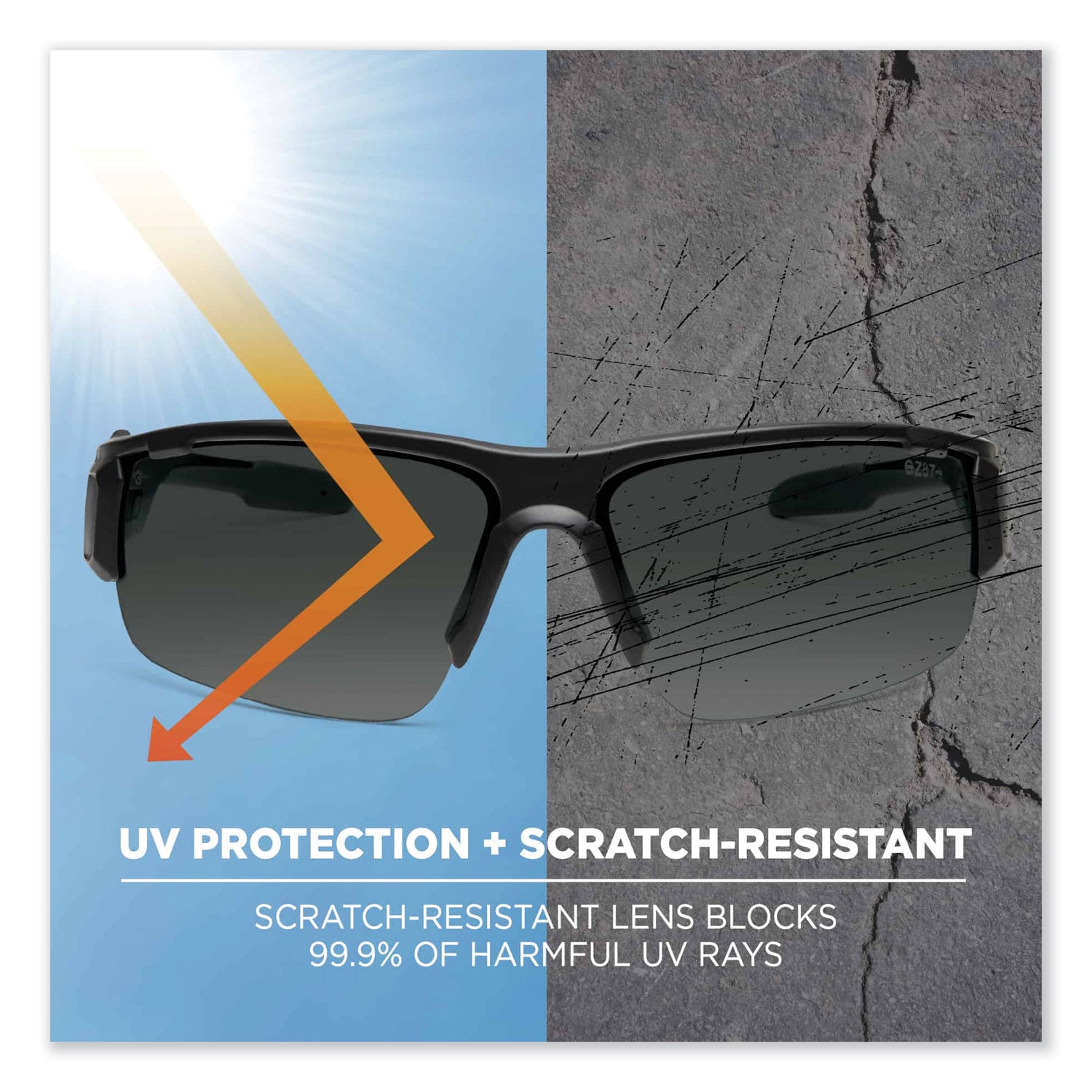 Skullerz Dagr Safety Glasses, Black Nylon Impact Frame, Polarized Smoke Polycarbonate Lens, Ships in 1-3 Business Days