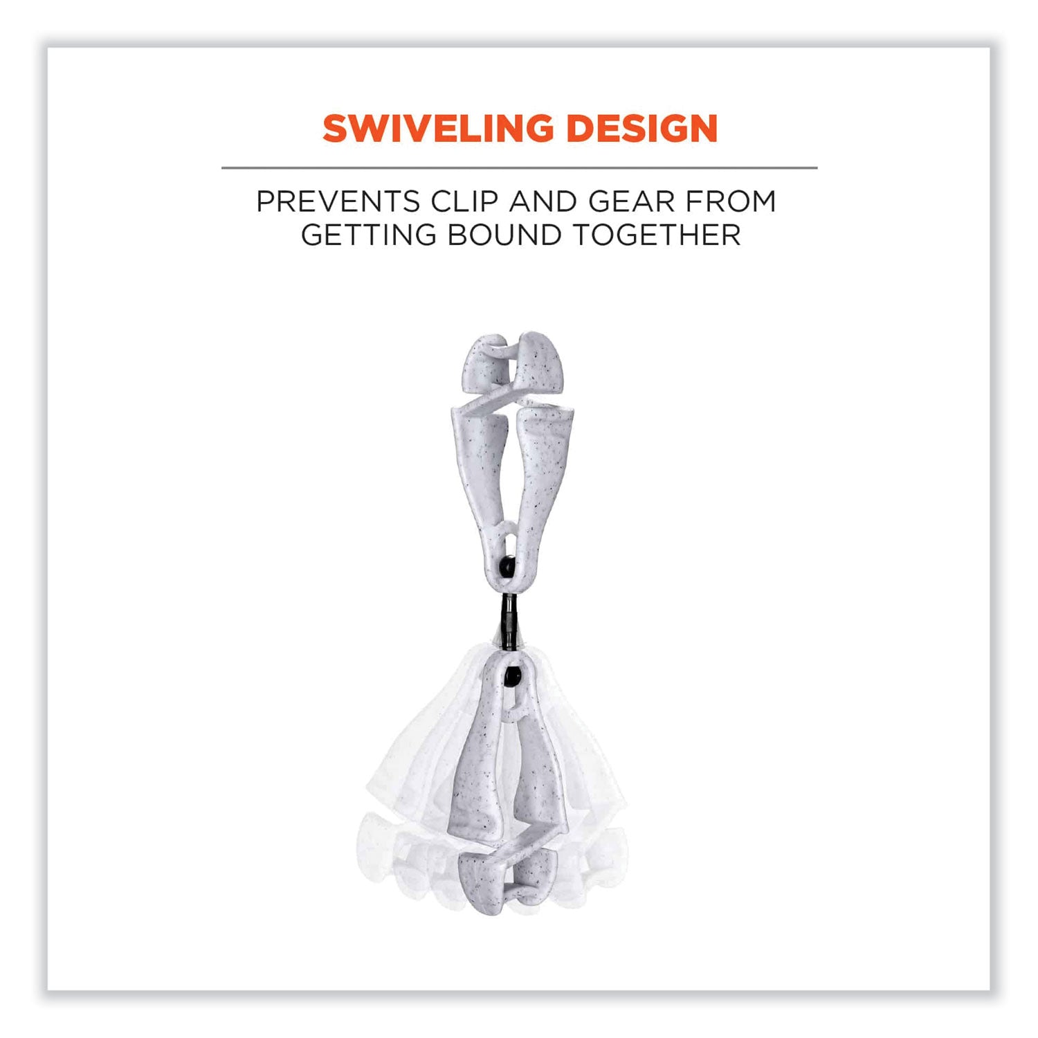 Squids 3420 Dual Clip Swivel Glove Clip Holder, 1 x 0.6 x 5.5, Acetal Copolymer, Granite, Ships in 1-3 Business Days