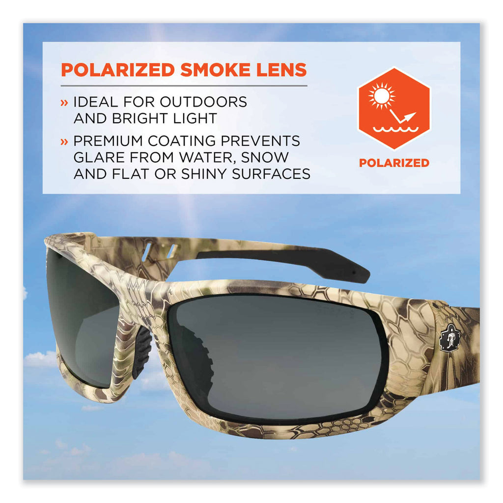 Skullerz Odin Safety Glasses, Kryptek Highlander Nylon Impact Frame, Polarized Smoke Lens, Ships in 1-3 Business Days