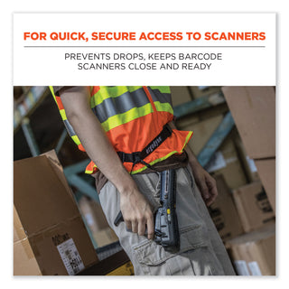 Squids 3135 Barcode Scanner Belt with Hook + Adaptor Strap, Small: 29" to 53" Long, Black, Ships in 1-3 Business Days