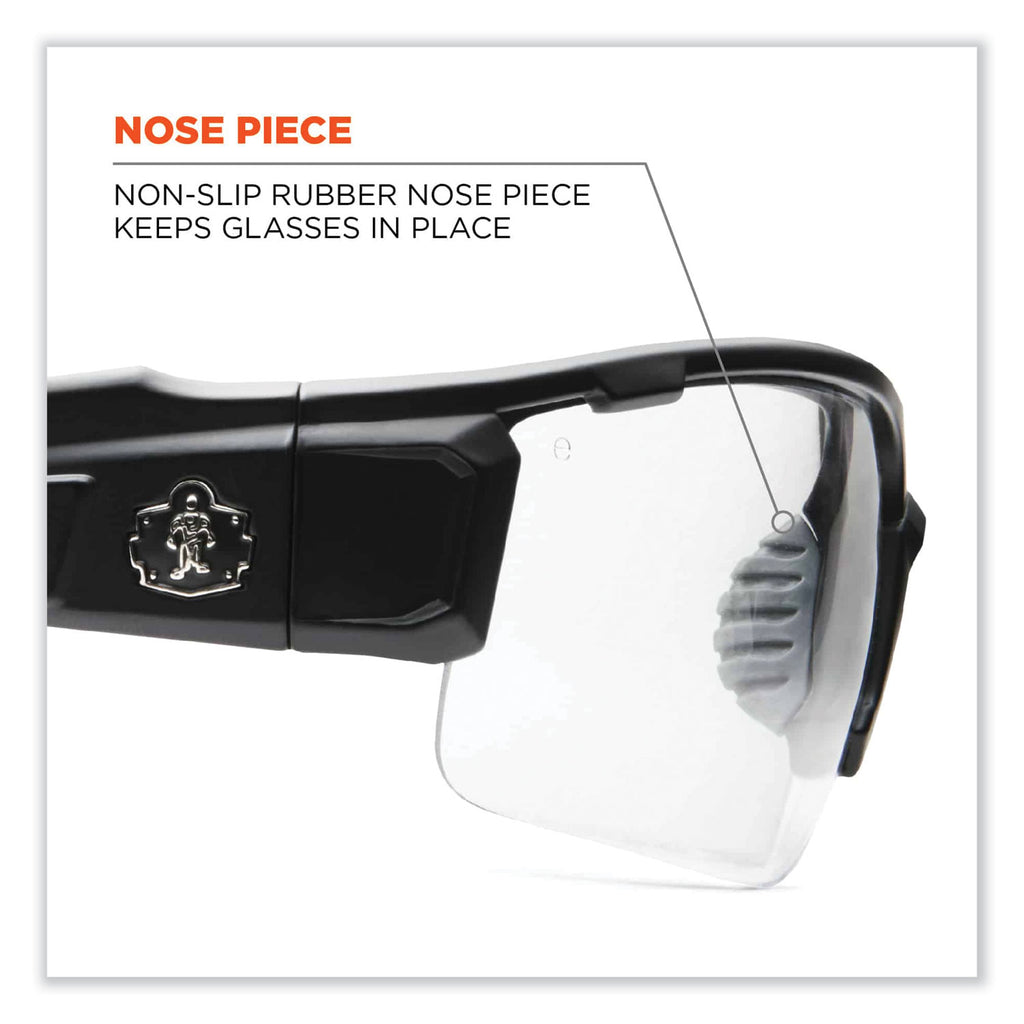 Skullerz Dagr Safety Glasses, Matte Gray Nylon Impact Frame, Anti-Fog Clear Polycarbonate Lens, Ships in 1-3 Business Days