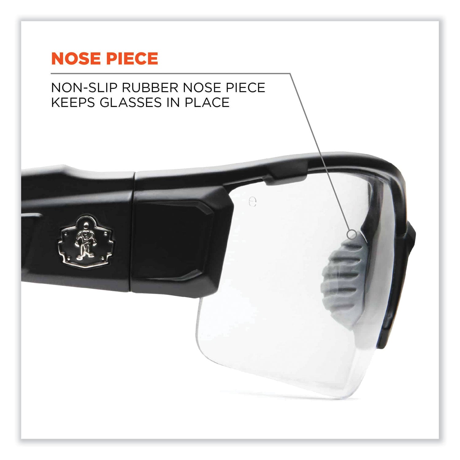 Skullerz Dagr Safety Glasses, Matte Gray Nylon Impact Frame, Anti-Fog Clear Polycarbonate Lens, Ships in 1-3 Business Days