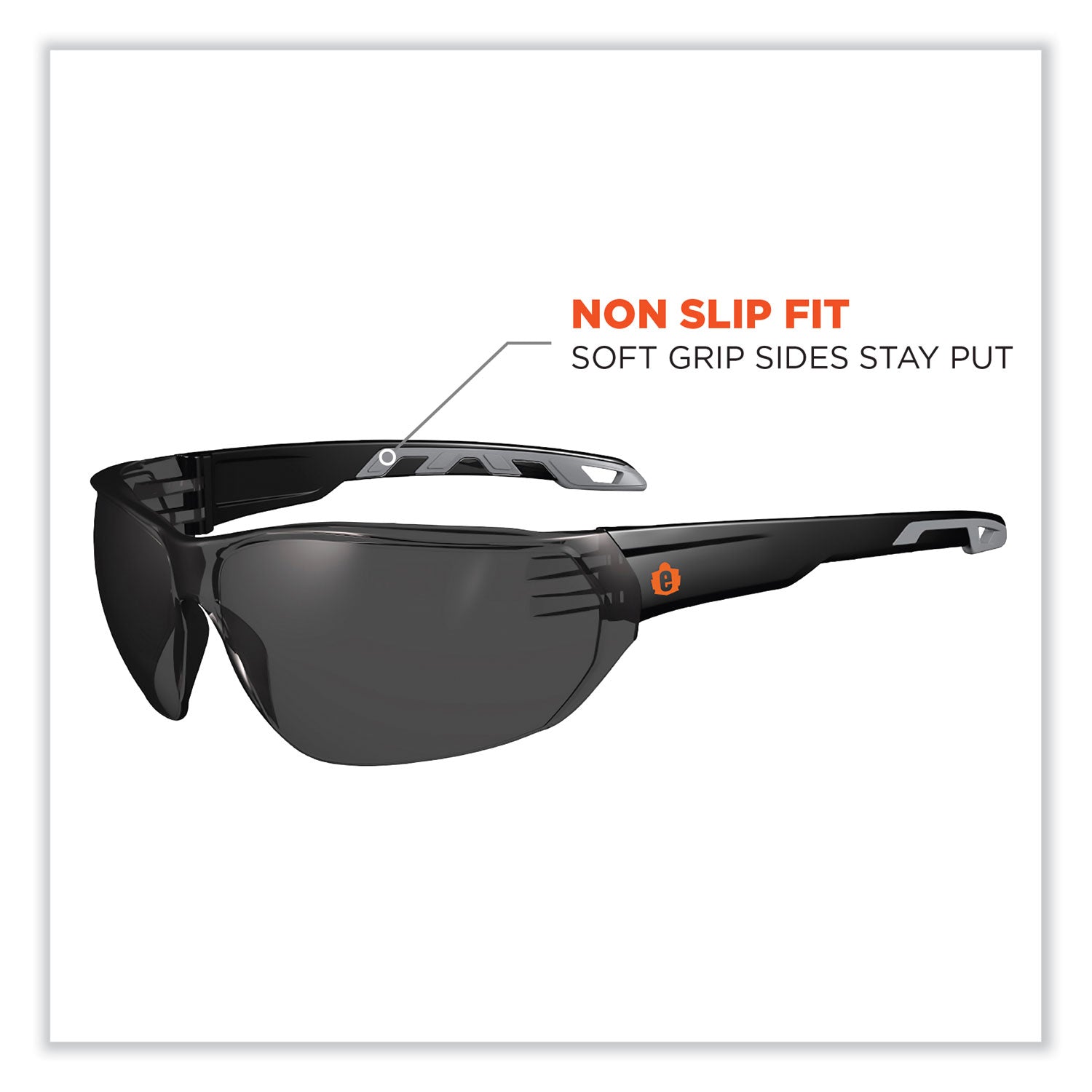 Skullerz Vali Frameless Safety Glasses, Black Nylon Impact Frame, Anti-Fog Smoke, Polycarb Lens, Ships in 1-3 Business Days