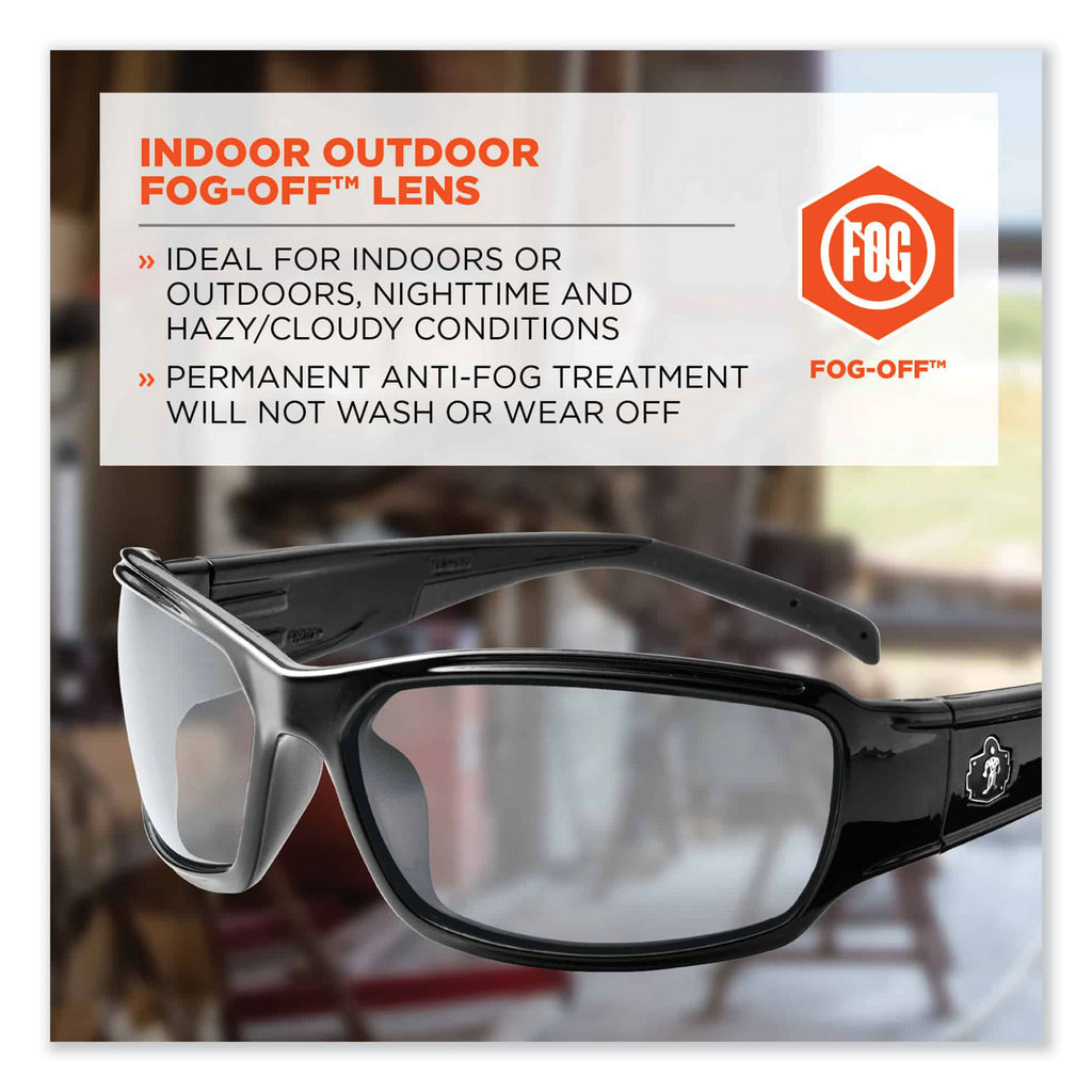 Skullerz Thor Safety Glasses, Black Nylon Impact Frame, AntiFog Indoor/Outdoor Polycarbonate Lens, Ships in 1-3 Business Days