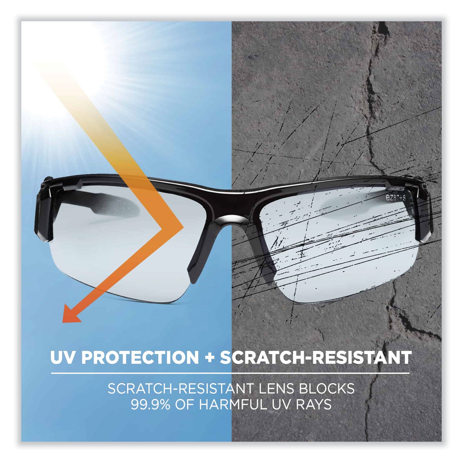 Skullerz Dagr Safety Glasses, Black Nylon Impact Frame, Indoor/Outdoor Polycarbonate Lens, Ships in 1-3 Business Days