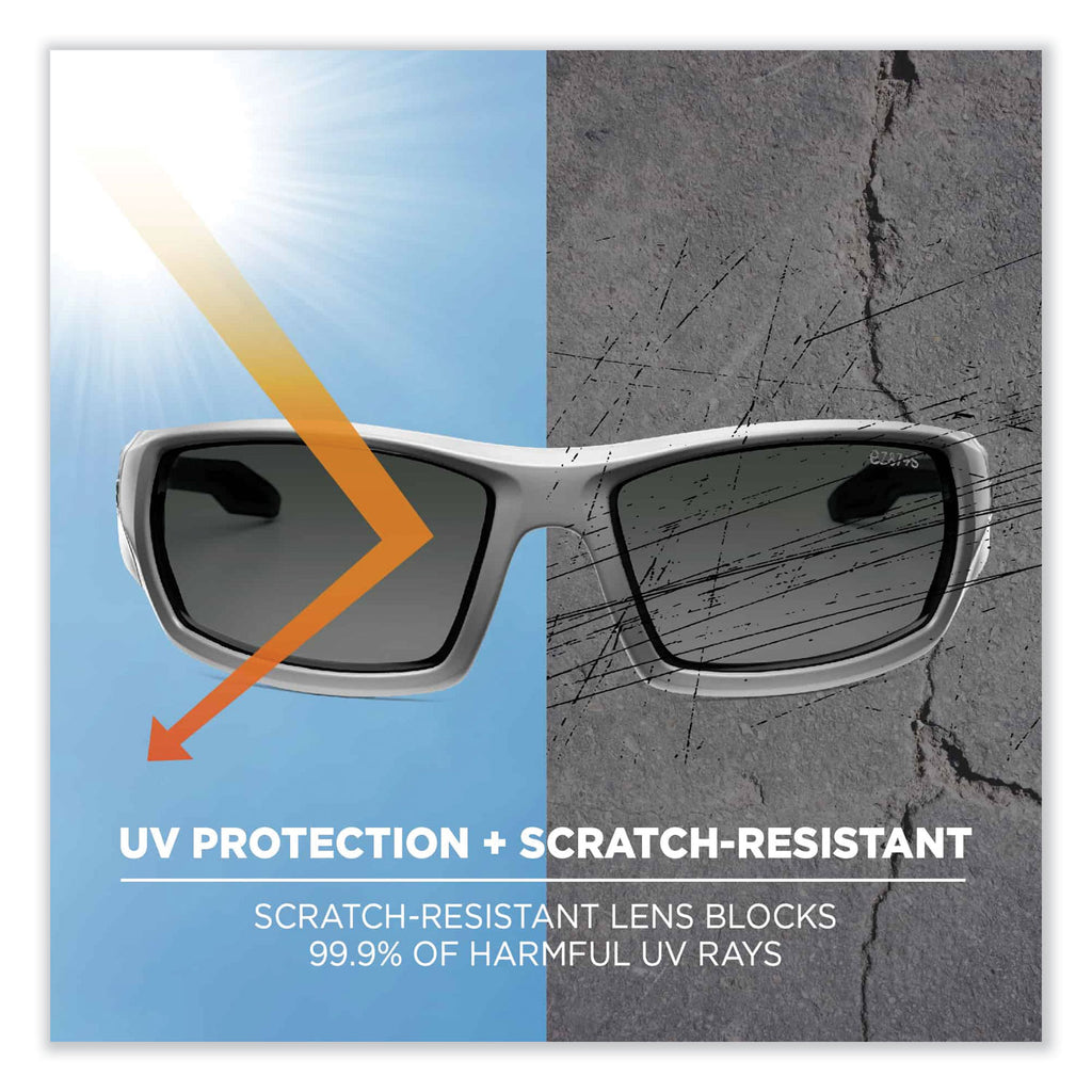 Skullerz Odin Safety Glasses, White Nylon Impact Frame, Smoke Polycarbonate Lens, Ships in 1-3 Business Days