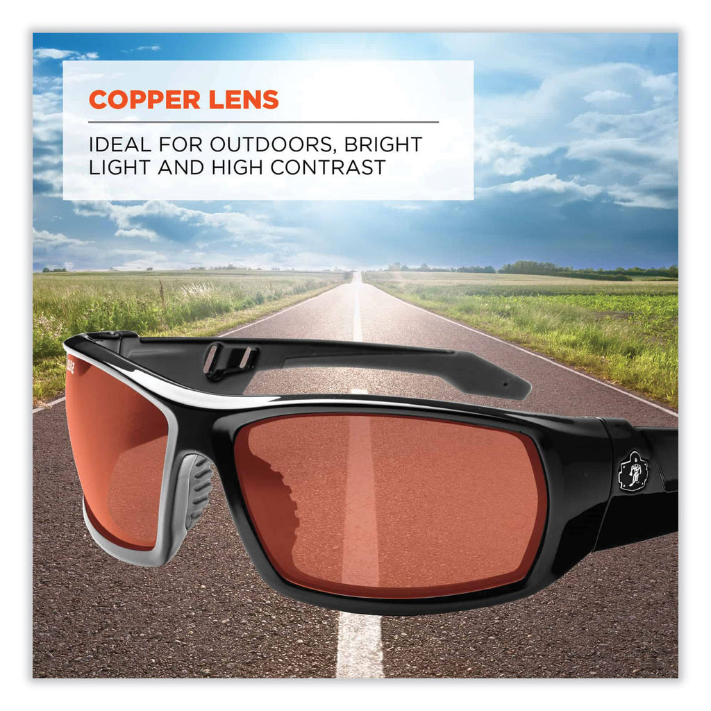Skullerz Odin Safety Glasses, Black Nylon Impact Frame, Copper Polycarbonate Lens, Ships in 1-3 Business Days