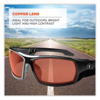 Skullerz Odin Safety Glasses, Black Nylon Impact Frame, Copper Polycarbonate Lens, Ships in 1-3 Business Days