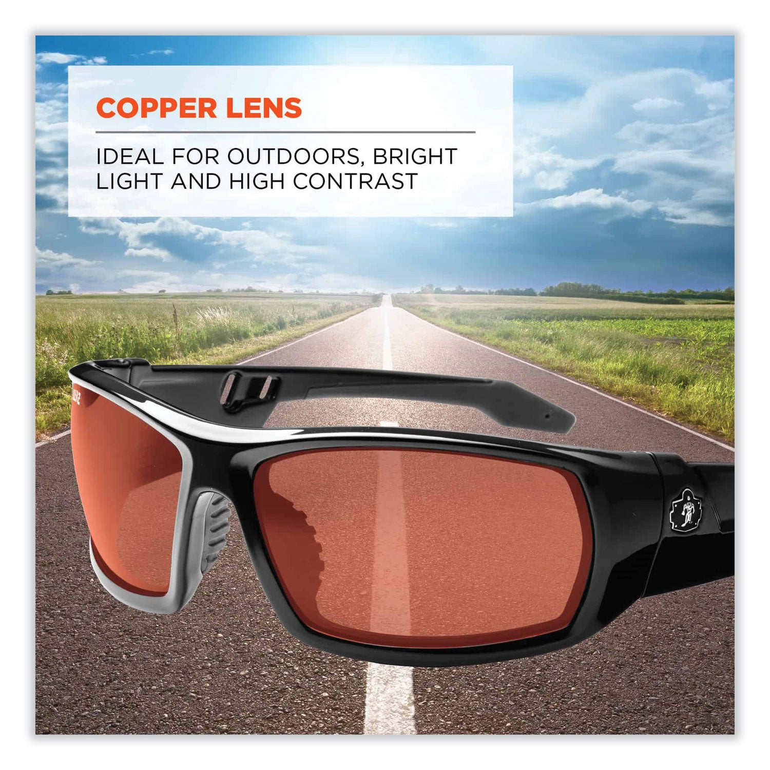 Skullerz Odin Safety Glasses, Black Nylon Impact Frame, Copper Polycarbonate Lens, Ships in 1-3 Business Days