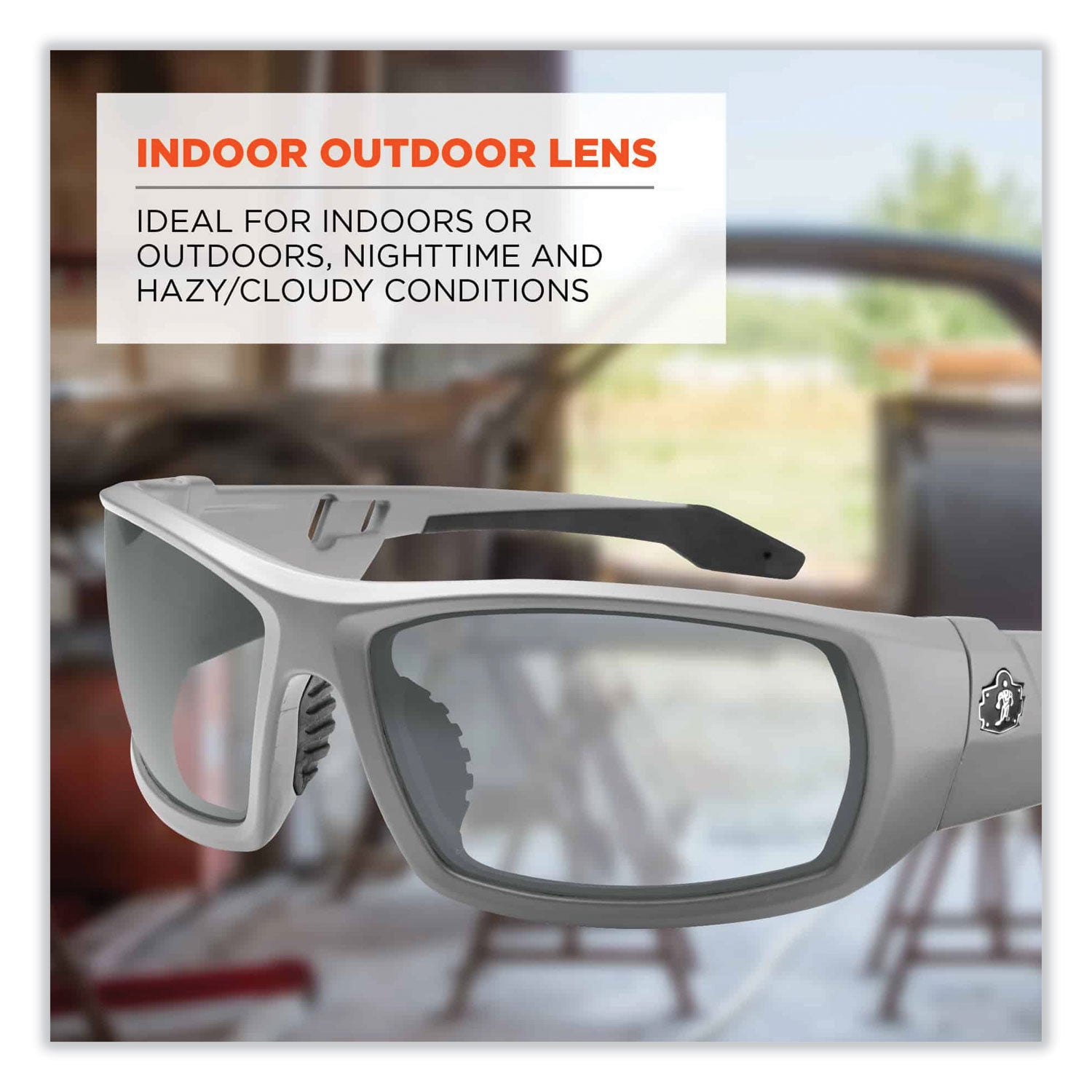 Skullerz Odin Safety Glasses, Matte Gray Nylon Impact Frame, Indoor/Outdoor Polycarbonate Lens, Ships in 1-3 Business Days