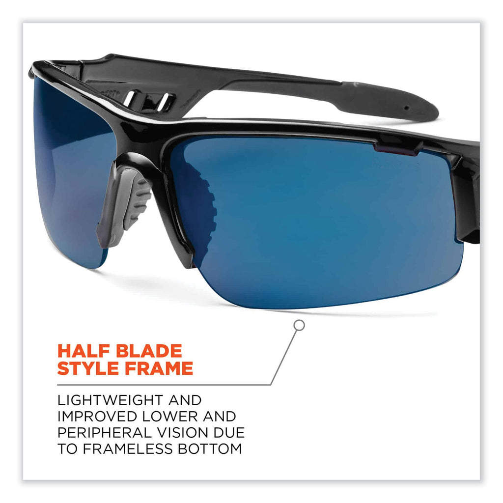 Skullerz Dagr Safety Glasses, Black Nylon Impact Frame, Blue Mirror Polycarbonate Lens, Ships in 1-3 Business Days