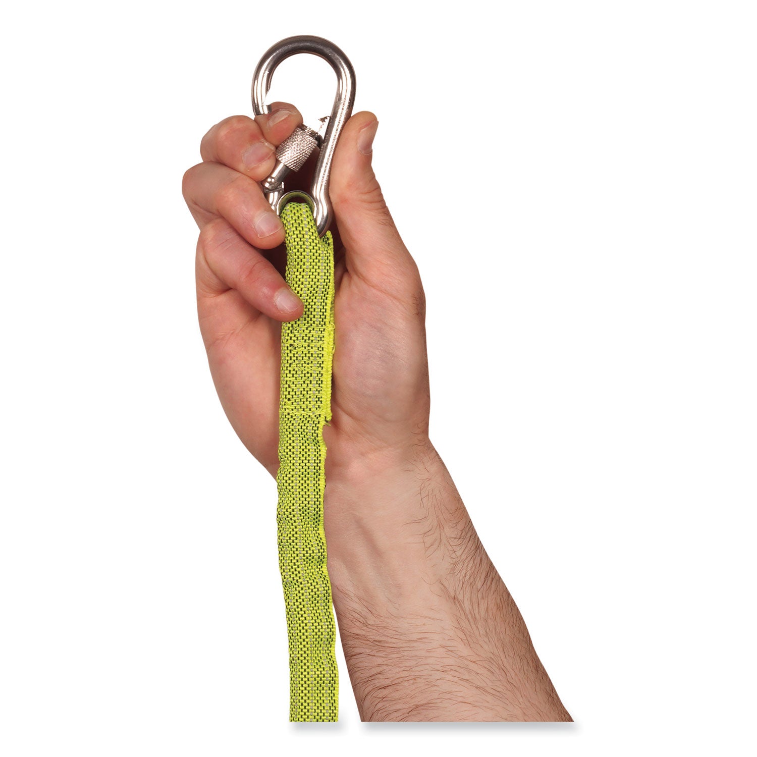 squids-3101-lanyard-w-stainless-steel-carabiner+cinch-loop-15-lb-max-work-cap-42-to-54-lime-ships-in-1-3-business-days_ego19017 - 2