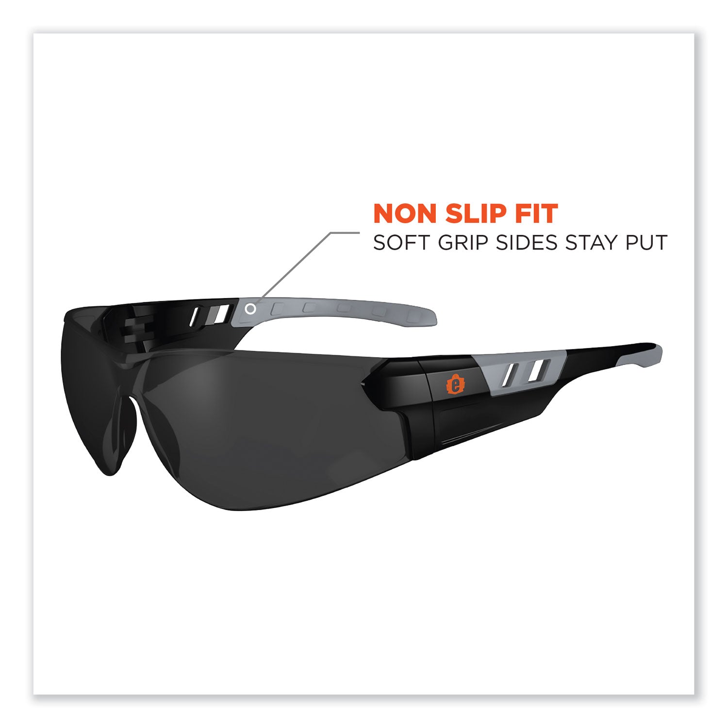 Skullerz Saga Frameless Safety Glasses, Matte Black Nylon Impact Frame, Smoke Polycarbonate Lens, Ships in 1-3 Business Days